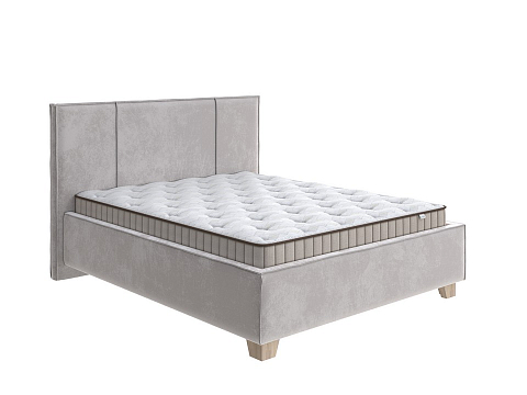 Кровать 90х200 Hygge Line - Мягкая кровать с ножками из массива березы и объемным изголовьем