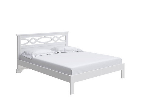 Белая двуспальная кровать Niko-тахта - Кровать-тахта из массива с резным изголовьем
