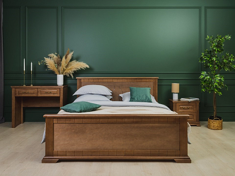 Белая двуспальная кровать Milena-М - Модель из маcсива. Изголовье украшено декоративной резкой.