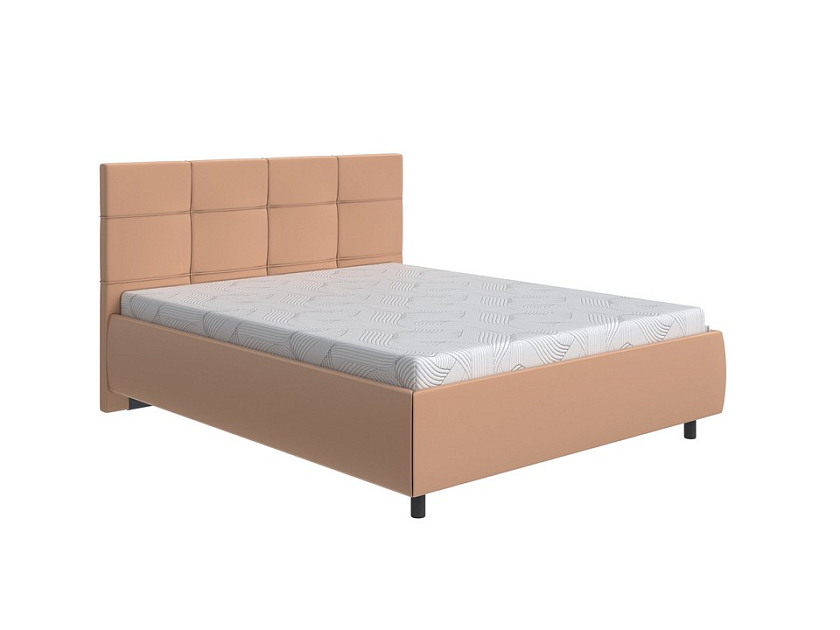 Кровать New Life 160x200 Экокожа Латунный перламутр - Кровать в стиле минимализм с декоративной строчкой