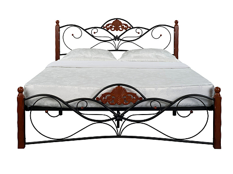 Полуторная кровать из металла Garda 2R - Кровать из массива березы с фигурной металлической решеткой.