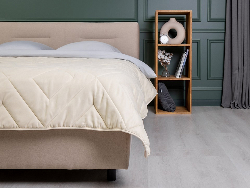 Кровать Nuvola-8 NEW 160x200 Ткань: Рогожка Тетра Бежевый - Кровать в лаконичном стиле с горизонтальной отстрочкой  в изголовье