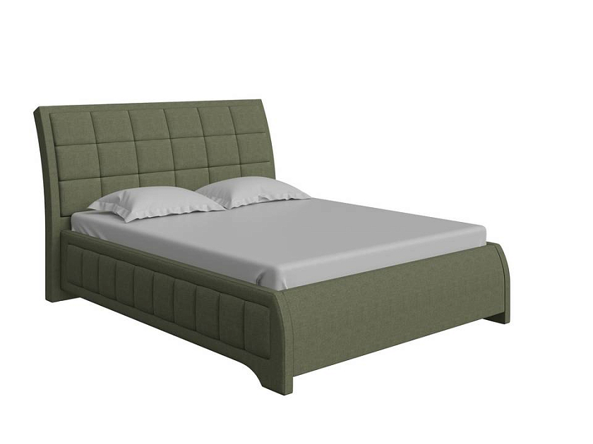 Кровать Foros 90x200 Ткань: Рогожка Тетра Яблоко - Кровать необычной формы в стиле арт-деко.