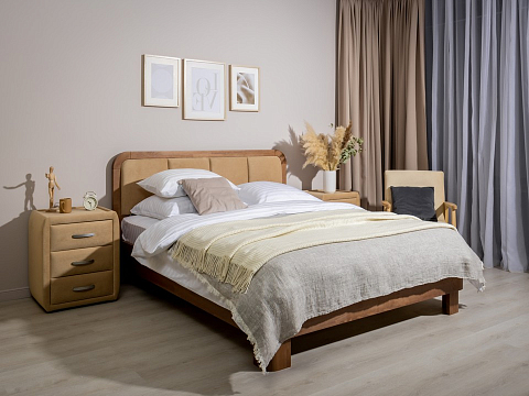 Кровать из дерева Hemwood - Кровать из натурального массива сосны с мягким изголовьем
