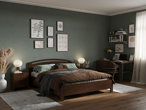Двуспальная деревянная кровать Веста 1-R с подъемным механизмом - Современная кровать с изголовьем, украшенным декоративной резкой