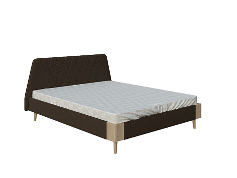 Двуспальная деревянная кровать Lagom Hill Soft - Оригинальная кровать в обивке из мебельной ткани.