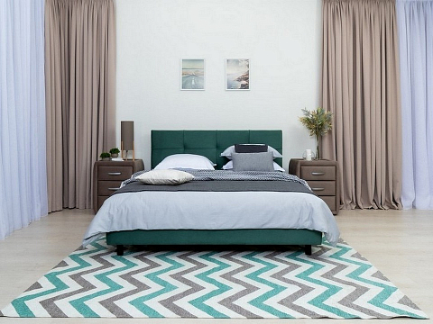 Зеленая кровать Next Life 1 - Современная кровать в стиле минимализм с декоративной строчкой