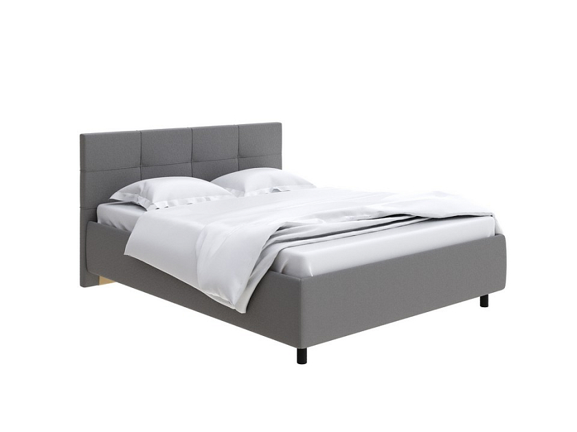 Кровать Next Life 1 120x200 Ткань: Рогожка Тетра Стальной - Современная кровать в стиле минимализм с декоративной строчкой