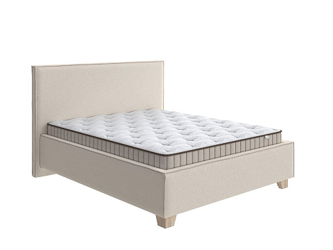 Кровать из экокожи Hygge Simple - Мягкая кровать с ножками из массива березы и объемным изголовьем