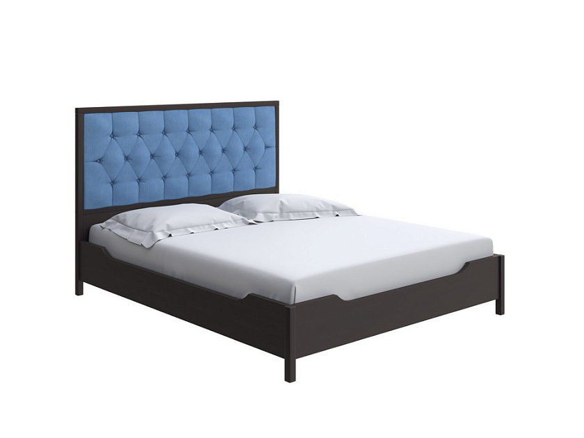 Кровать Vester 140x190 Ткань/Массив Тетра Голубой/Венге (сосна) - Современная кровать со встроенным основанием