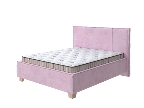 Большая кровать Hygge Line - Мягкая кровать с ножками из массива березы и объемным изголовьем